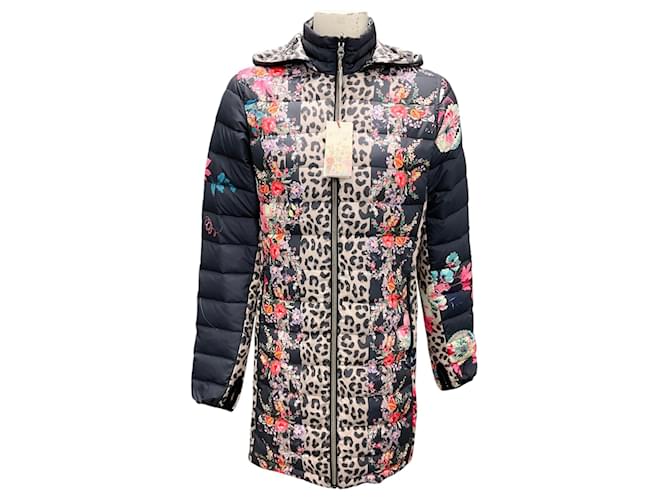 Autre Marque Johnny Was Black Multi Leopard and Floral Lubello Reversible Parka Jacket Multiple colors Polyester  ref.2529471