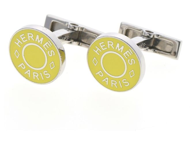 Abotoaduras Hermès Ricor 2 Série Prata Amarelo