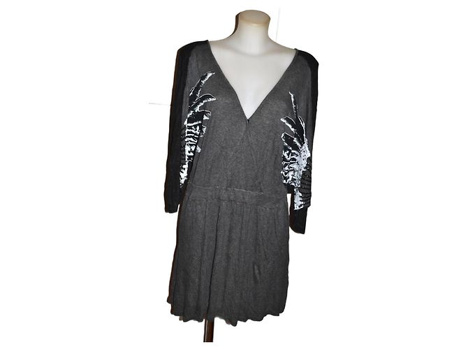Just Cavalli Kleid Grau Viskose Baumwolle M