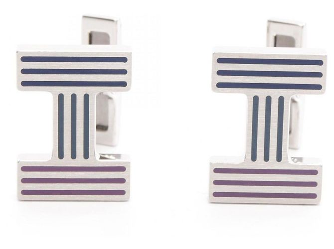 Abotoaduras Hermès Quiz Rainbow Prata Multicor