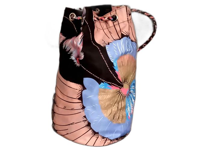 Mochila Hermès de cuero y seda multicolor