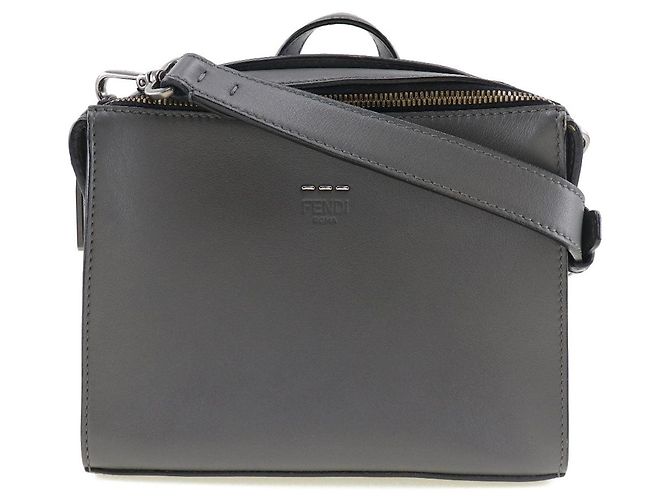 Bolsa de couro 2 em 1 Mini Messenger Fendi Cinza