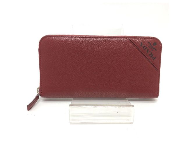 Portafoglio bi-fold in pelle rossa Prada Rosso