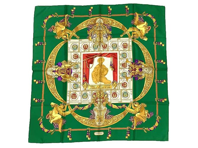 Sciarpa Hermès Carré 90 - Omaggio a Charles Garnier Verde