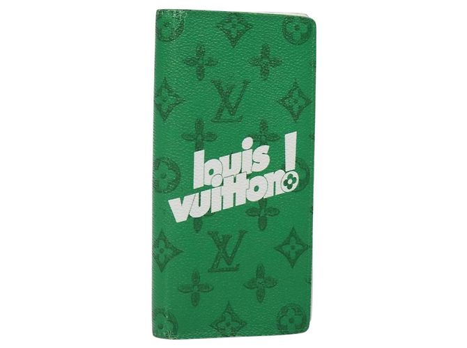 LOUIS VUITTON Monogramm Geldbörse Brazza Grün M80801 LV Auth 141451