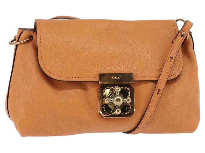 Chloé Bolsa de Ombro Chloe em Couro Laranja Dourado Auth BA5902