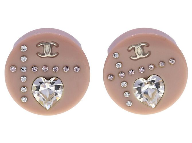 Orecchini rotondi a forma di cuore con il logo Coco di Chanel Rosa