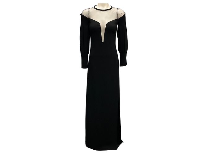 Vestido de noite em crepe de lã e malha preta La Perla