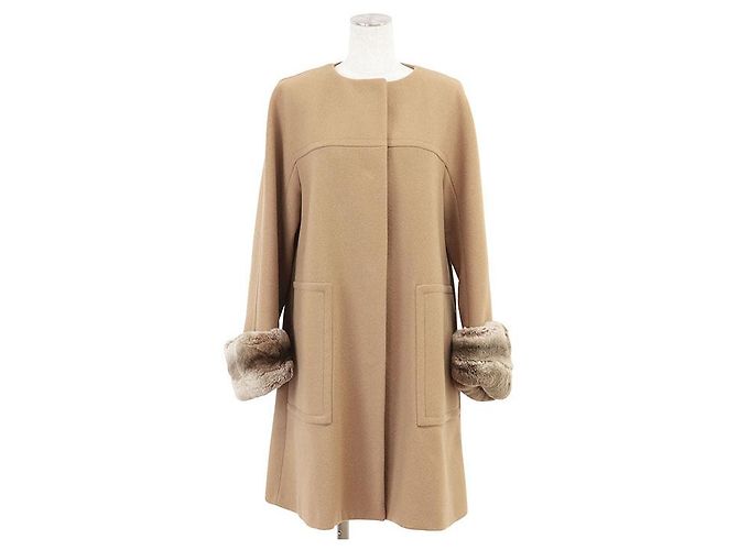 Autre Marque Abrigo de Conejo Rex Melton ADORE Beige Camello