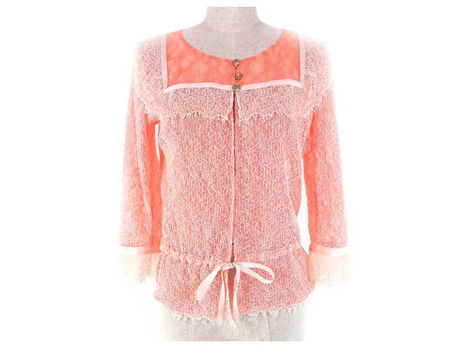 Cardigan de algodão COCO Mark da Chanel Rosa