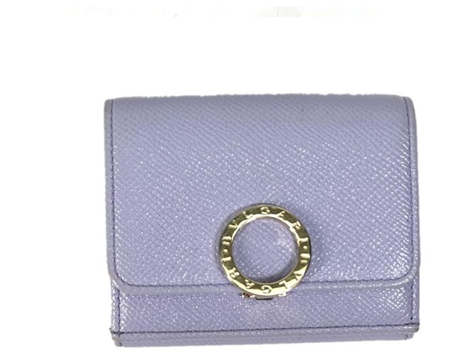 Bulgari Bvlgari Purple Leather Tri-Fold Wallet