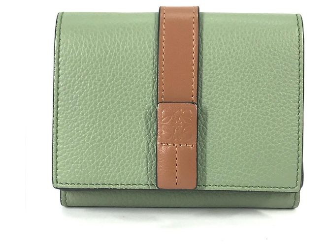 LOEWE Anagram Small Vertical Wallet Brown Green