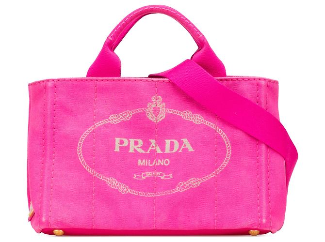 Sac à main en toile Canapa logo rose Prada