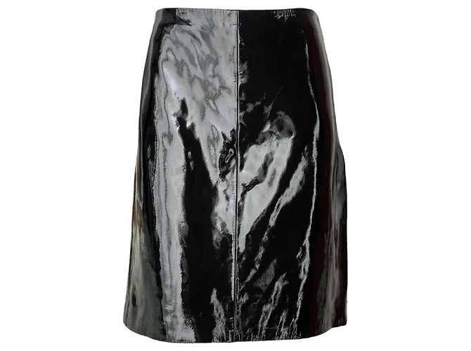 Gianni Versace Rock aus schwarzem Lackleder