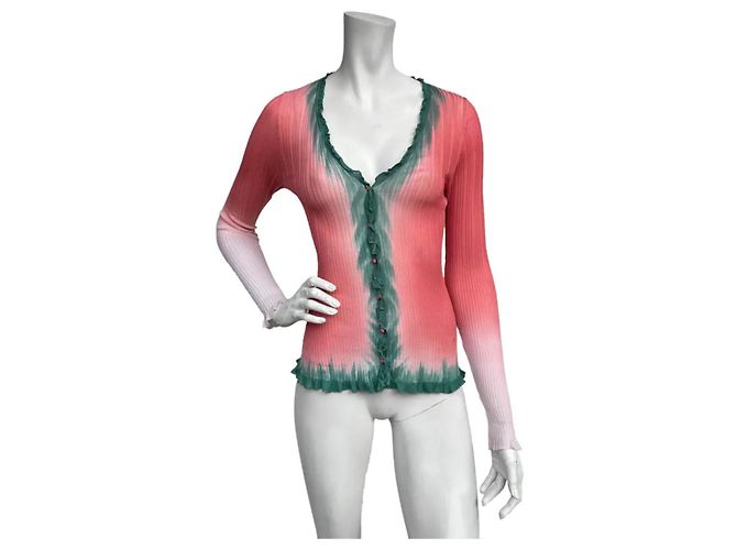 Roberto Cavalli Cardigan Rosa Grün Viscose Pink