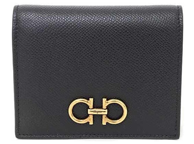 Salvatore Ferragamo Double Gancini Bifold Wallet Black