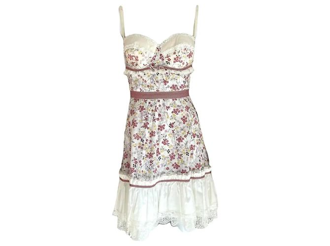 Vestido Dolce & Gabbana de algodão floral rosa e branco