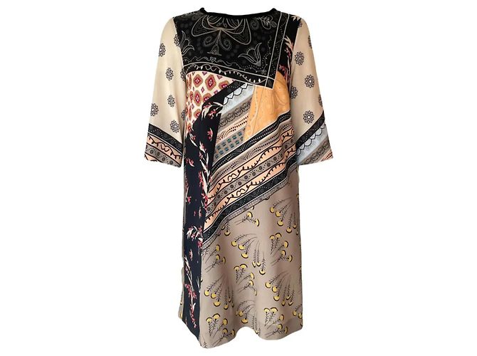 Robe Etro en laine imprimée marron beige orange