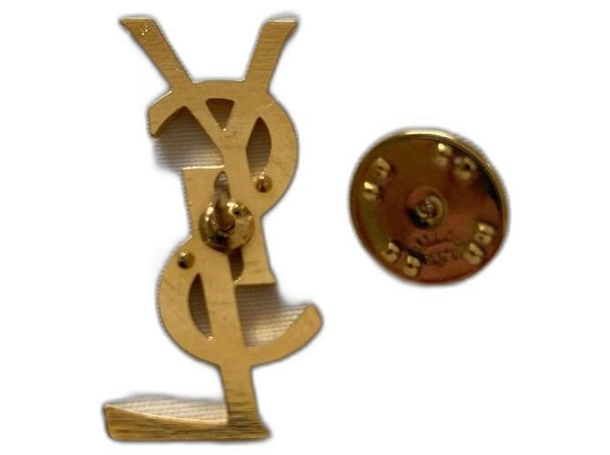 Spilla Yves Saint Laurent Arty Logo Monogramma Oro D'oro