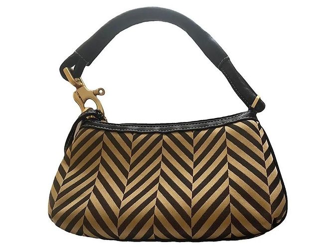 Bolsa de mão Escada preta e dourada com alça de couro Preto
