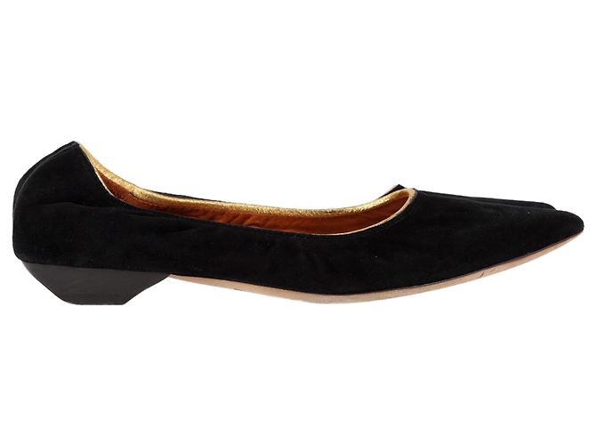 Lanvin Pointed Flats in Black Suede
