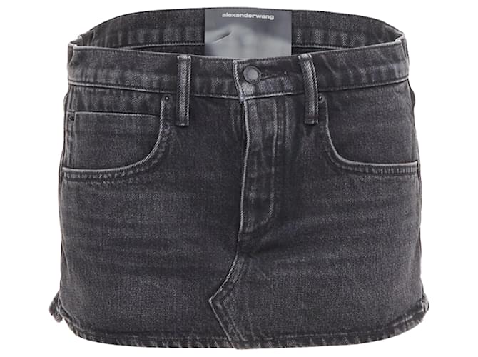 Autre Marque Alexander Wang Washed Denim Mini Skort Grey Cotton  ref.2532426