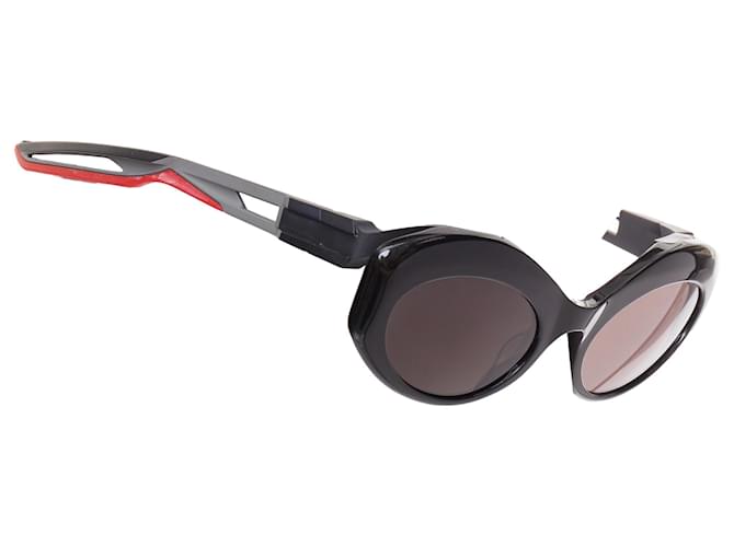 Óculos de sol híbridos ovais esportivos Balenciaga Bb0053s Preto Acetato Fibra de celulose  ref.2532517