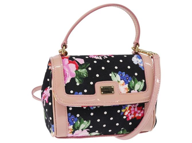 Dolce & Gabbana DOLCE&GABBANA Borsa a Mano in Tela Nera e Oro Auth BA6092 Nero D'oro