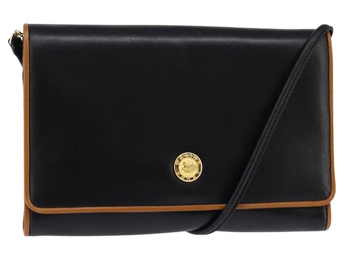 Céline Borsa a Spalla in Pelle Nera e Oro Auth BA5688 Nero D'oro
