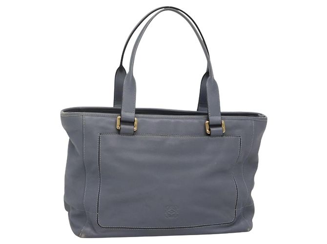LOEWE Bolsa Tote Anagrama Couro Roxo Dourado Auth 141948