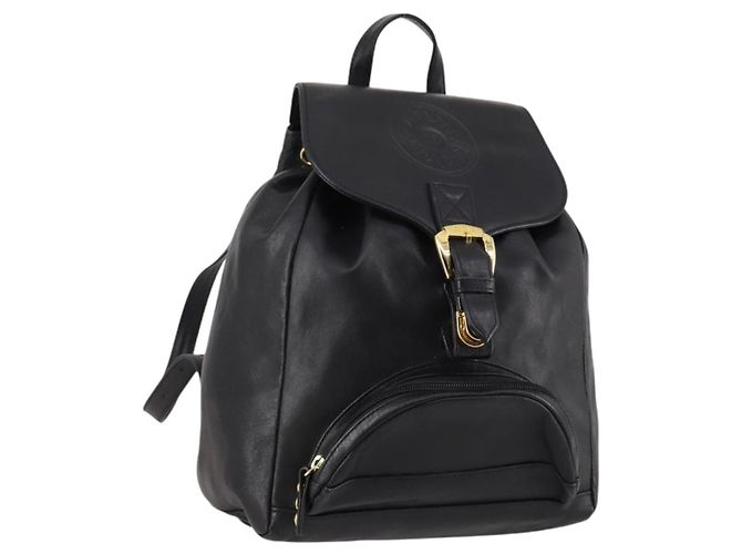 Zaino in pelle nera e oro Gianni Versace Auth BA5214 Nero D'oro