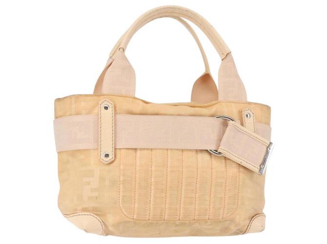 FENDI Zucca Canvas Handtasche Beige Auth bs29109