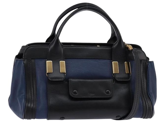 Chloé Sac à main en cuir Chloe Alice 2 en 1 Marine Or Auth BA5952