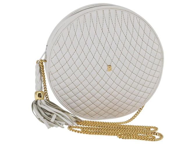 BALLY Bolsa de Ombro de Corrente em Couro Branco e Ouro Auth BA5745 Dourado