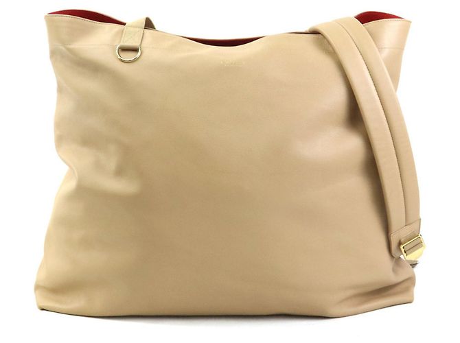 Bolsa de ombro de couro bege Burberry