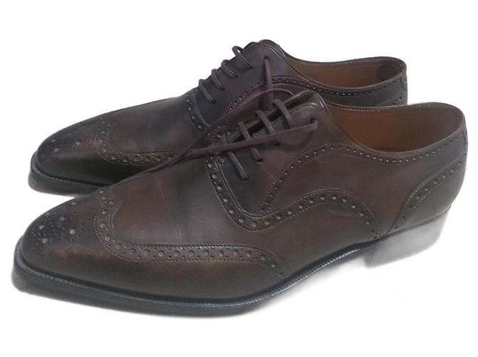 Corthay Derbies en cuir verni marron 42