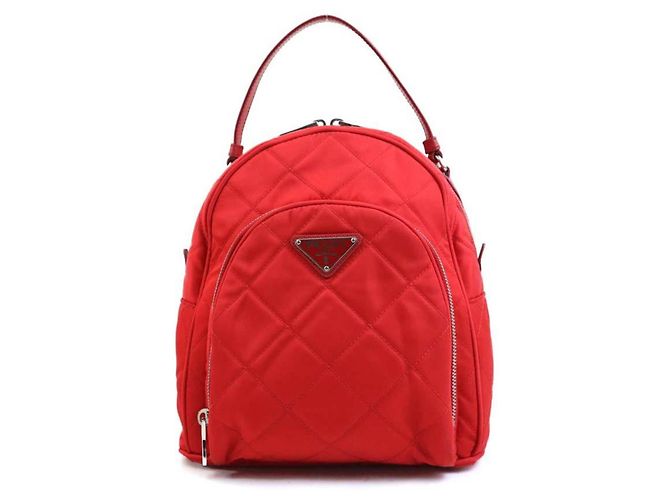 Prada Quilted Nylon and Leather Backpack Red