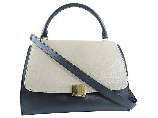 Céline Bolsa Trapeze Celine de couro com camurça média Preto