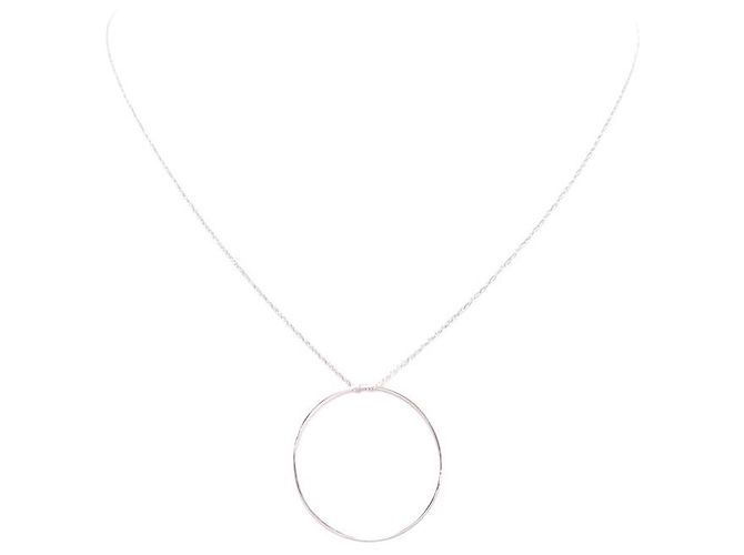 COLLAR GINETTE NY CÍRCULO BLANCO EN CADENA CCE001G EN ORO BLANCO DE 18K Plata