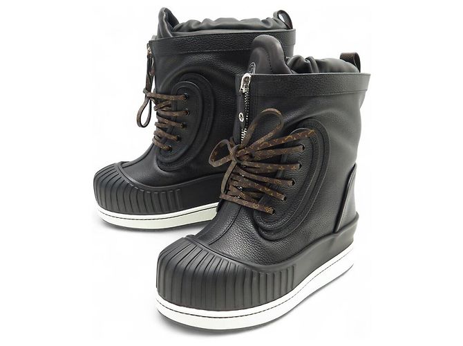 NEUF BOTTINES LOUIS VUITTON 1A8C08 SLALOM FLAT HALF BOOTS MONOGRAM 40 SNOW