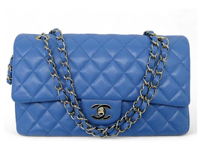 NEW CHANEL TIMELESS CLASSIC MEDIUM HANDBAG A01112 CAVIAR LEATHER BLUE  ref.2533910