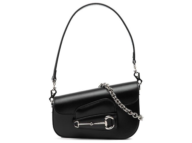 Bolsa de couro marrom assimétrica Gucci Horsebit 1955 mini