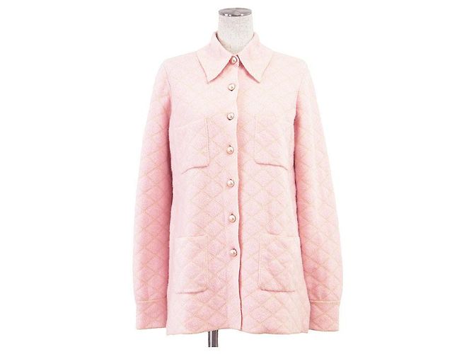 Chanel Matelassé Cashmere Silk Jacket Pink Beige