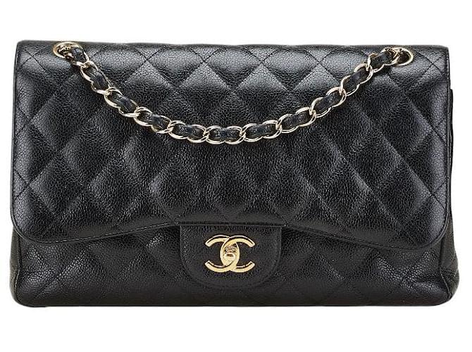 Timeless Chanel Coco Mark Matelasse Caviarskin 2way Shoulder Bag Black  ref.2534960