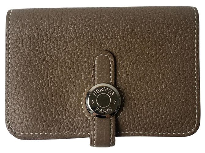 Hermès Hermes Dogon Women's Card Case Taupe