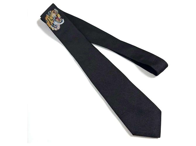 Cravatta Underknot Tiger da uomo Gucci in seta nera Nero