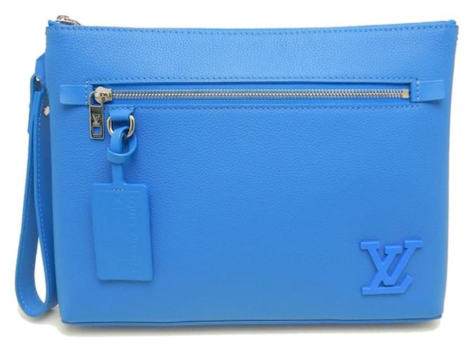 Louis Vuitton Aerogramme Take-Off Pouch M82270 Blue Leather  ref.2535429