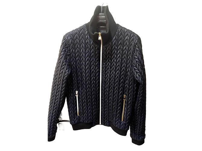 DOLCE & GABBANA Giacca Blouson Taglia uomo in nylon blu navy