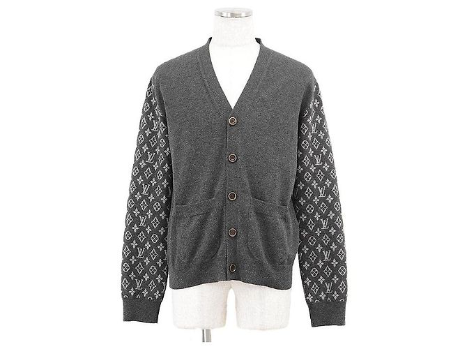 Cardigã de lã e caxemira Monogram da Louis Vuitton Marrom Cinza
