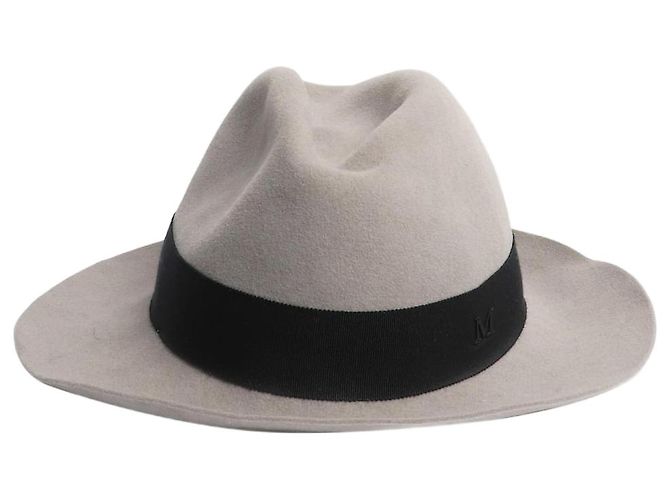 Maison Michel Grey and black fedora hat - size L